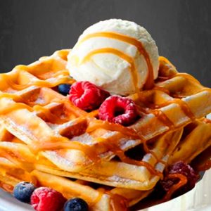 Waffles con helado